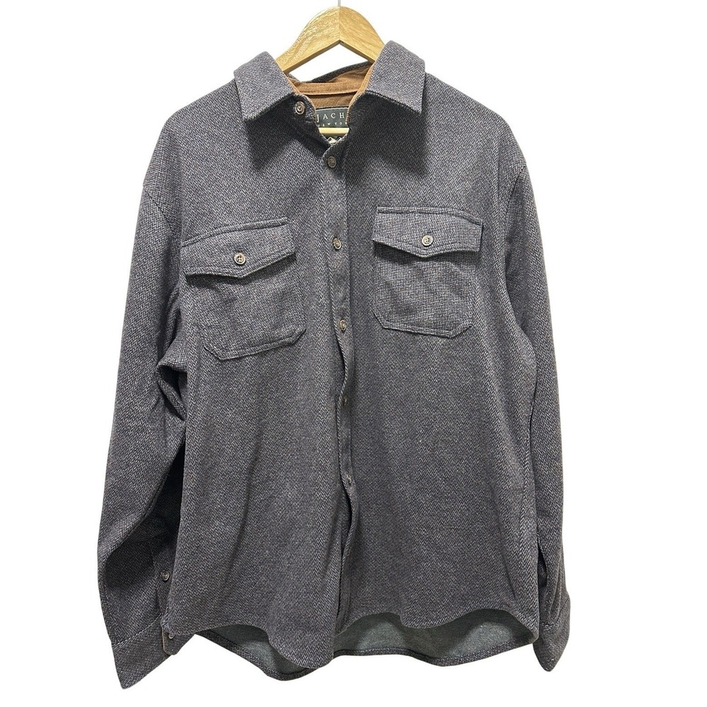 Jachs NY Mens XL Herringbone Shacket Stretch Button Shirt Jacket Casual NWT